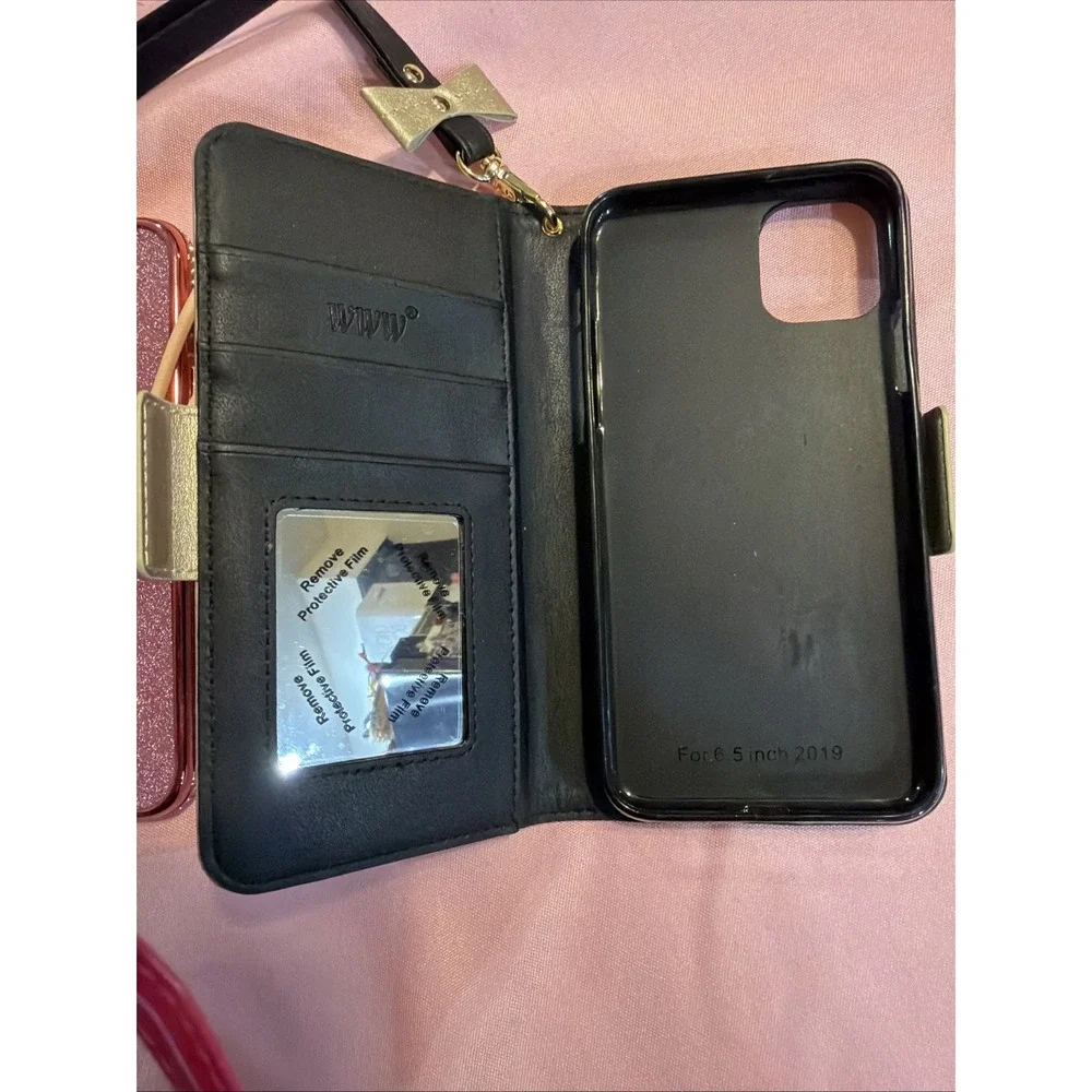 2 iphone 13 pro‎ max case cute New Glitter, Wallet Mirror